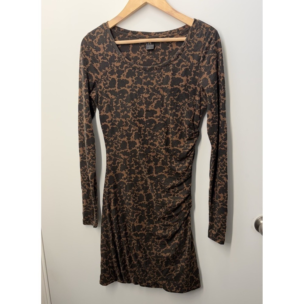 Peruvian Connection Fitted Dress Womens Size XS Scoopneck Animal Print Bodycon